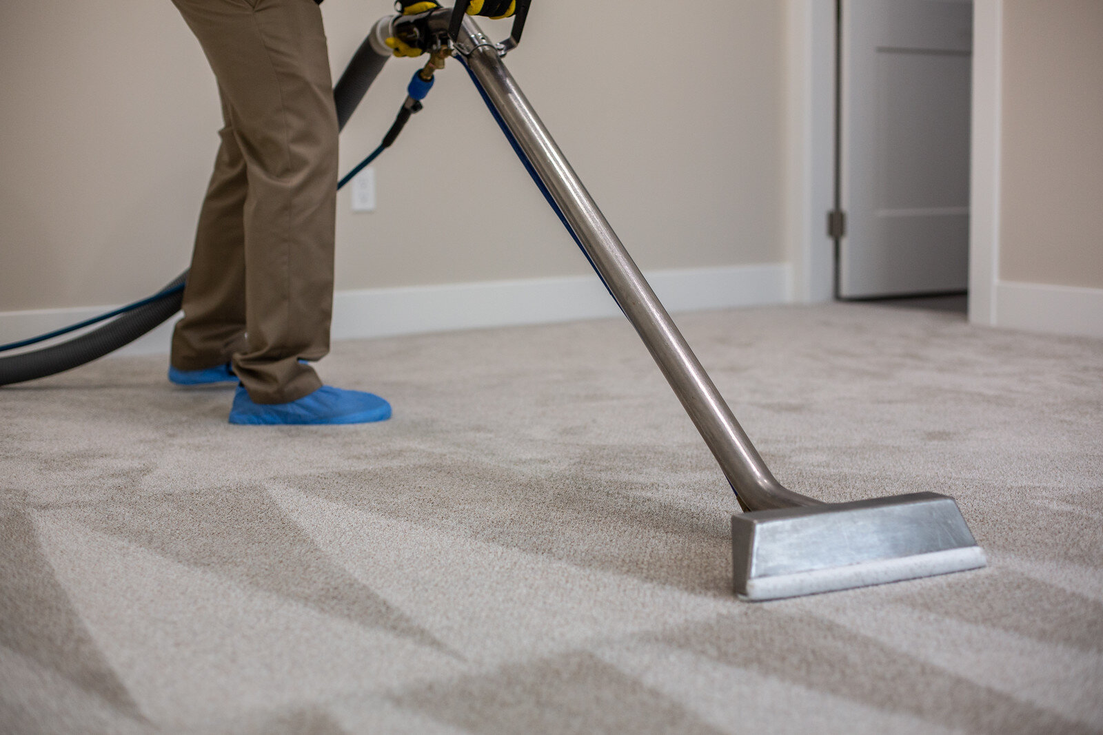 Carpet being deep cleaned with professional equipment
