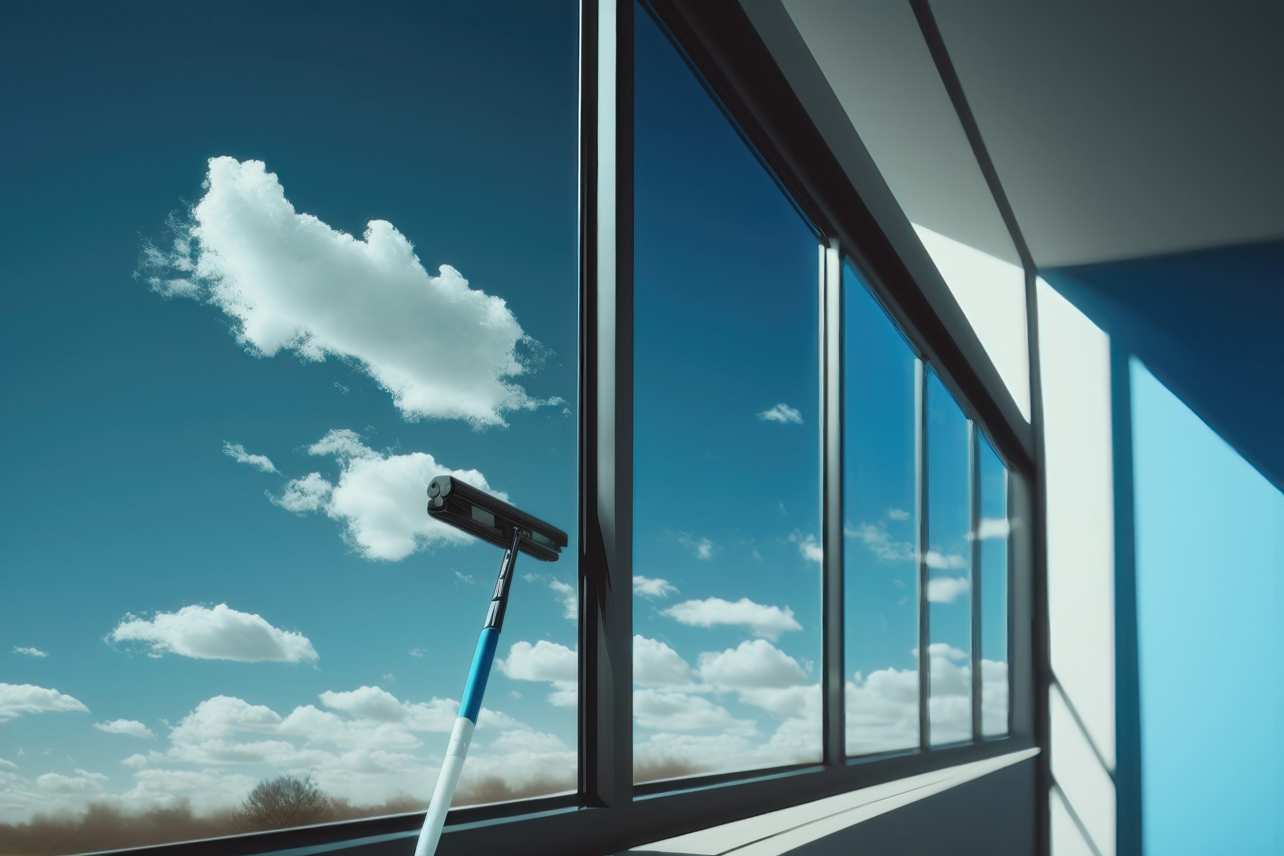 Window cleaning with professional tools