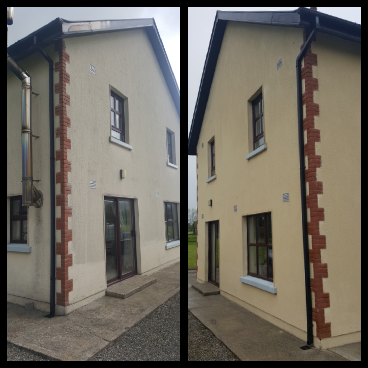 Soft washing an exterior wall